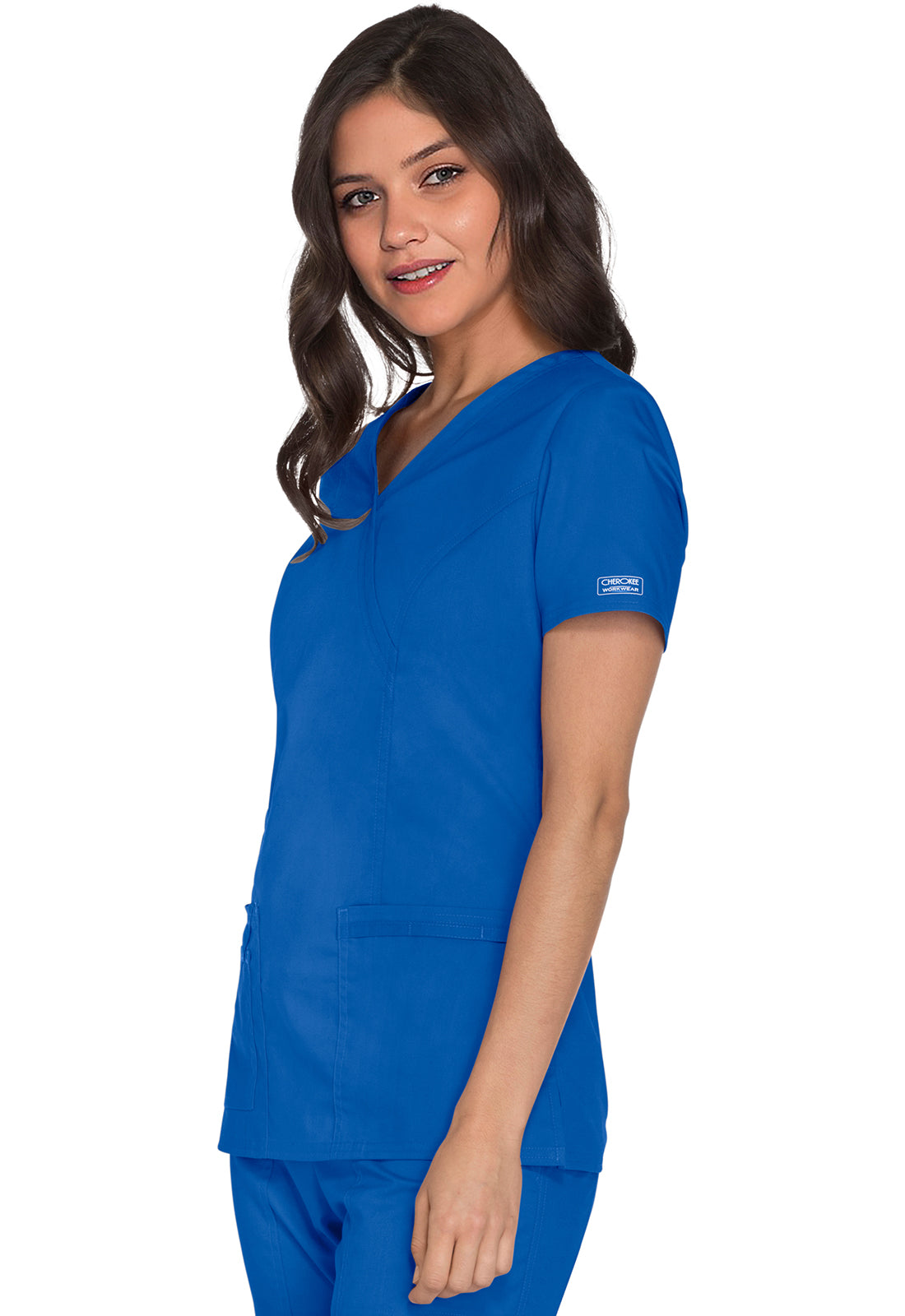 Cherokee Workwear Nep-wikkeltop met prinsessennaden en Core Stretch WWE4728